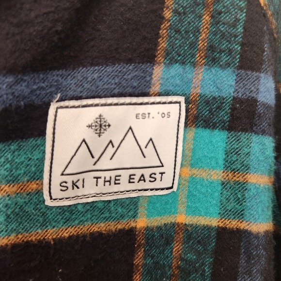 Ski the East Women's Flannel Fleece Lined Henley Hoodie Med Organic Recycled - Picture 3 of 15